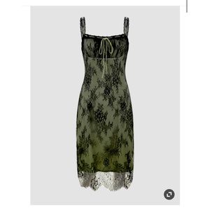 CIDER Lace Knot Front Cami Dress - Green (S)